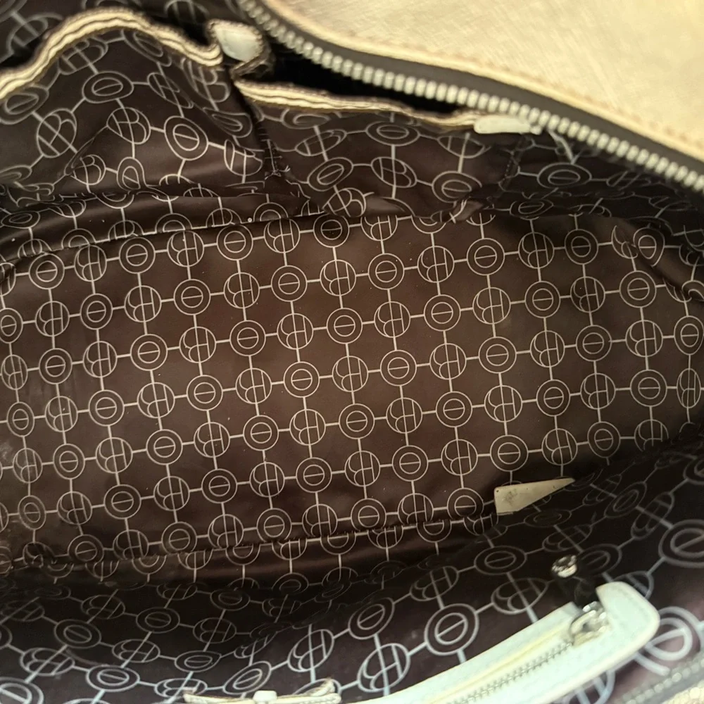 henri bendel Metallic Brown Leather Briefcase Tote